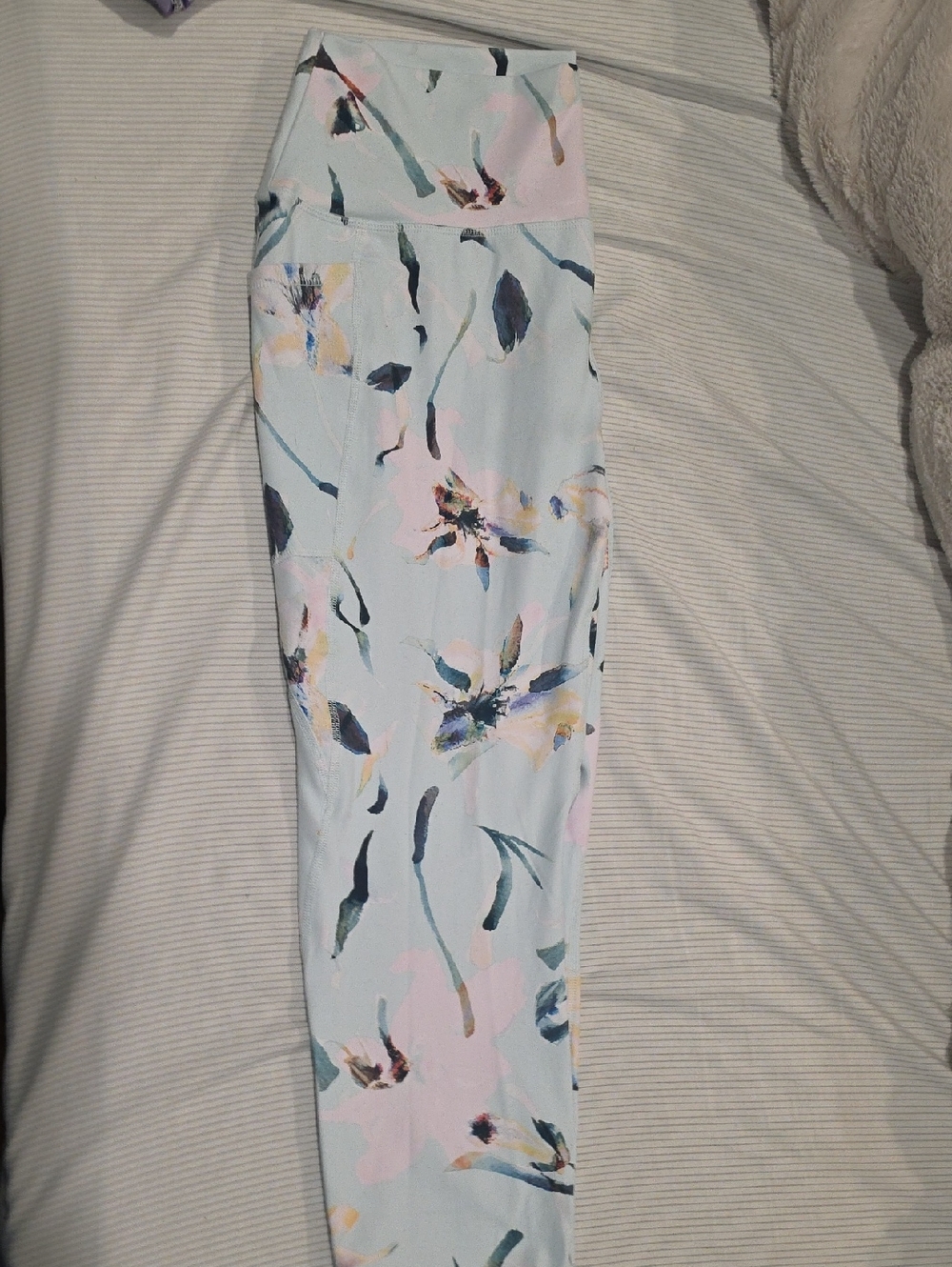 RBX Pastel Floral Light Blue High-Waist Leggings